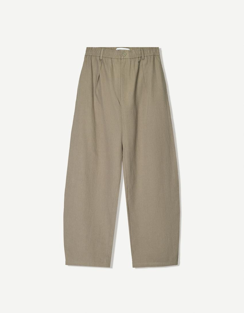 Linen blend tailored baggy pants Product Image