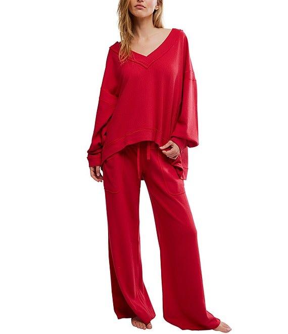 Free People Staycation Coordinating Long Sleeve V-Neck Oversized Pullover Product Image