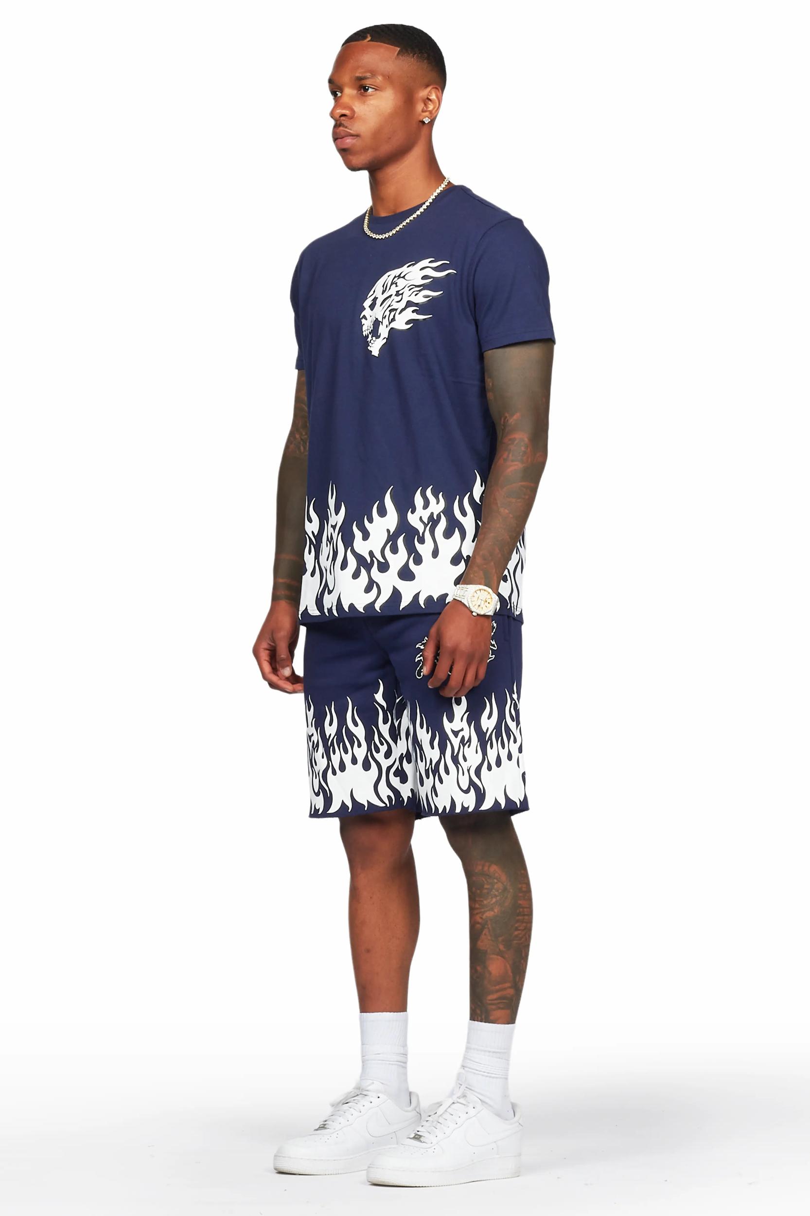 Bubble Navy T-Shirt/Short Set Male Product Image