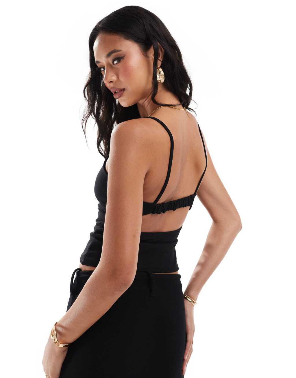 ASOS DESIGN bust cup cami top in black Product Image