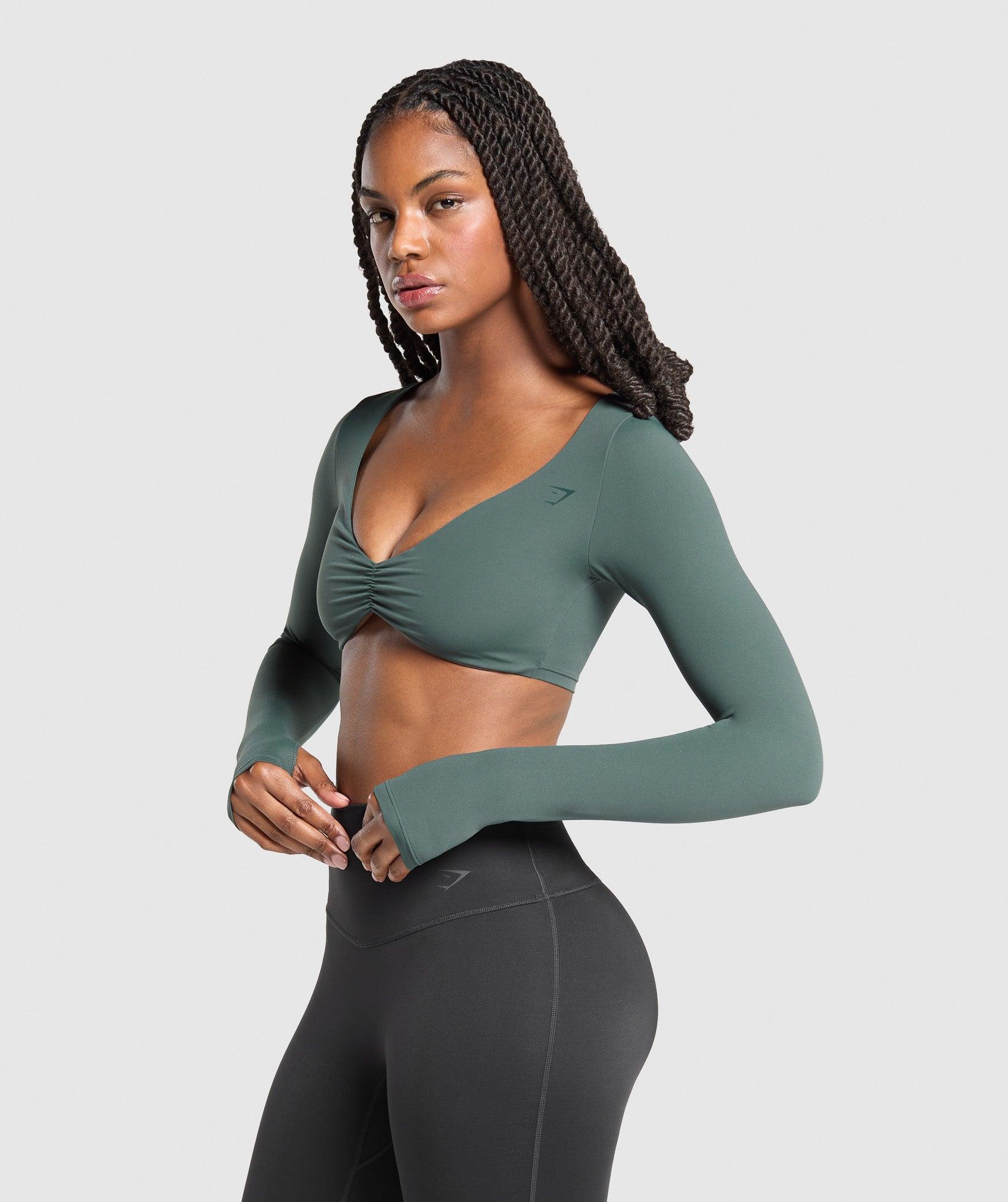 Gymshark Ruched Long Sleeve Top  - Slate Teal Female Product Image