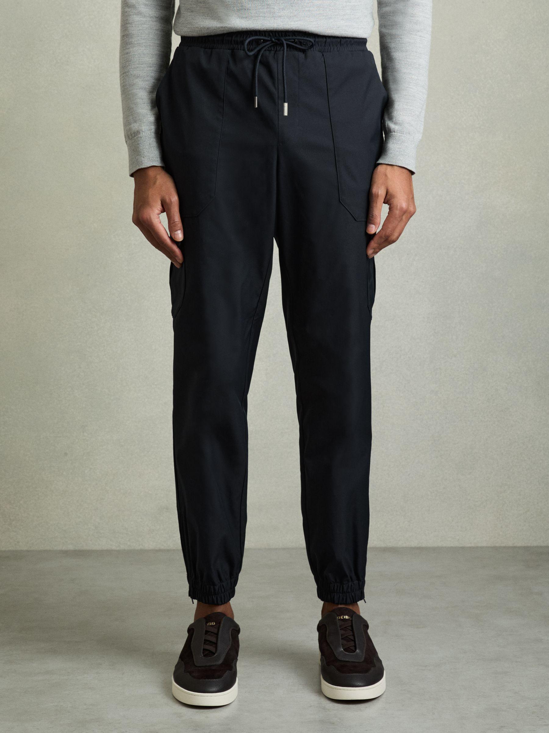 Technical Cargo Drawstring Trousers in Navy Product Image