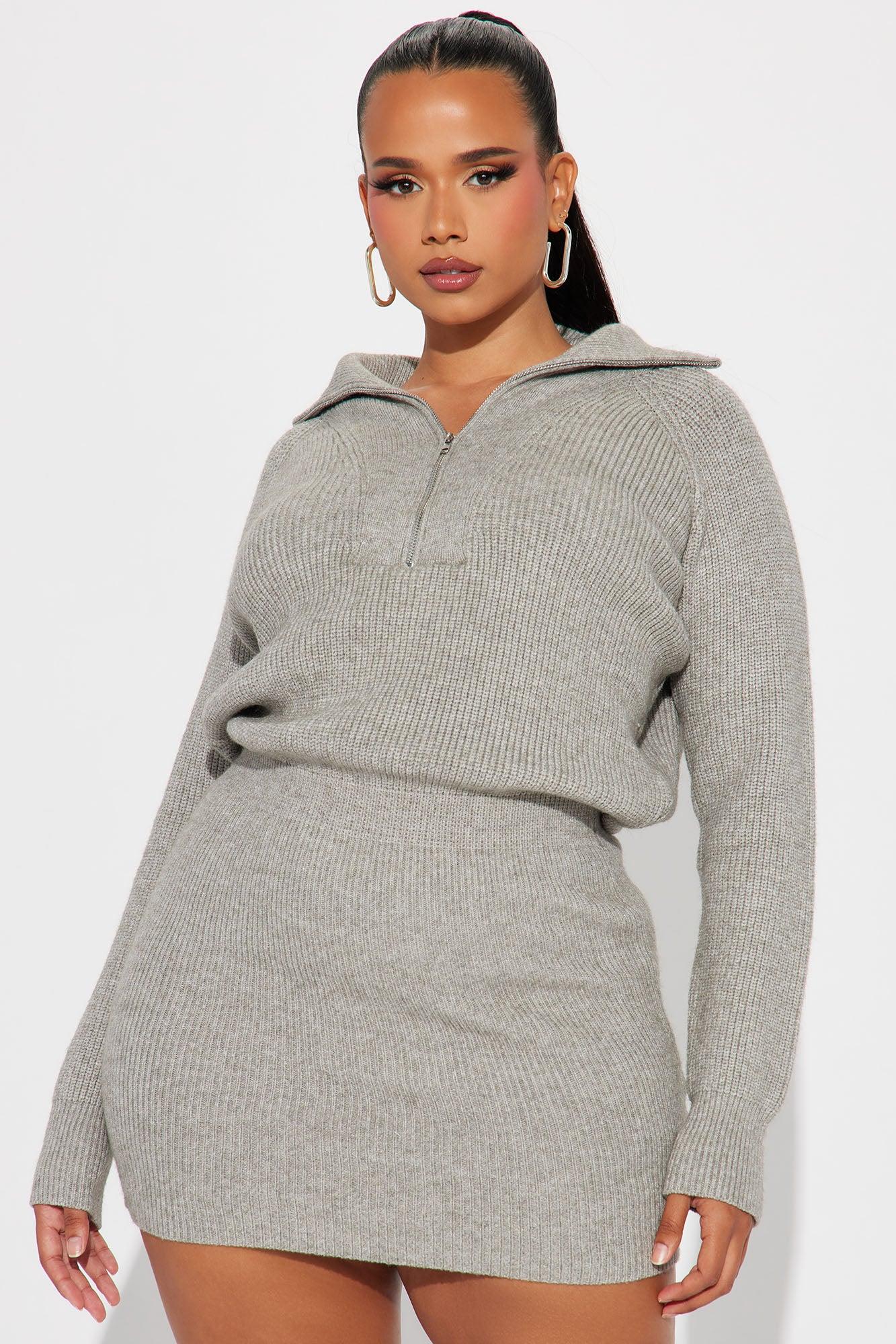 Ashley Sweater Mini Dress - Heather Grey Product Image