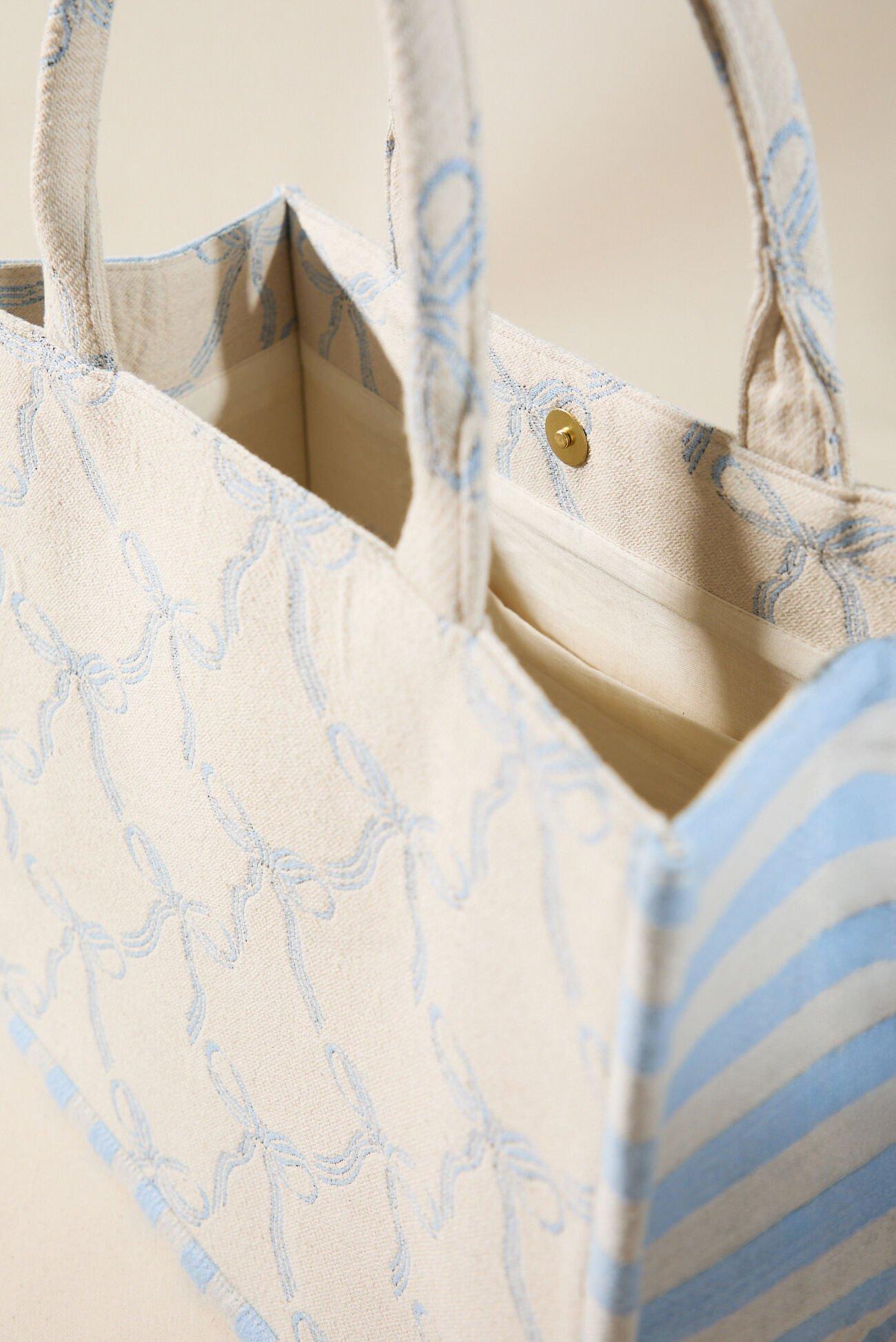 Bow Striped Tote Bag Product Image