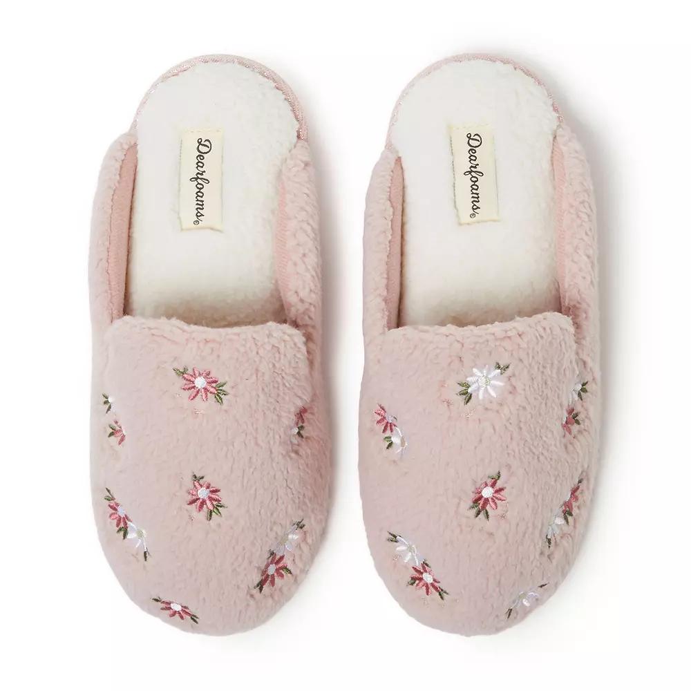 Dearfoams Women's Tab Scuff Slipper, Size: XL Medium, Pink Daisy Product Image