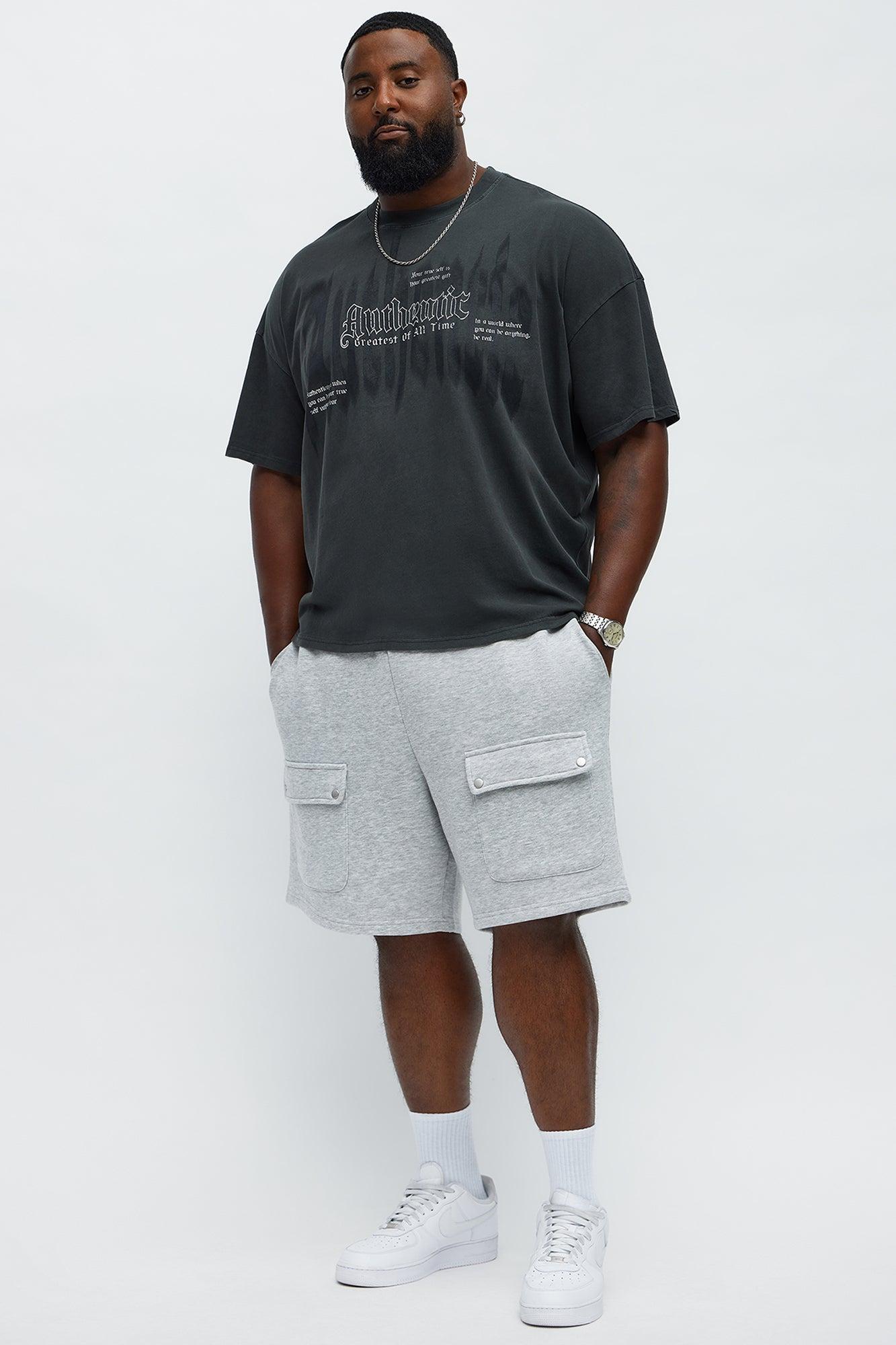 Tyson Relaxed Cargo Snap Shorts - Heather Grey Male Product Image