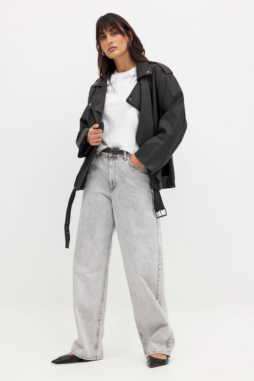 Vintage Look Pu Biker Jacket Product Image