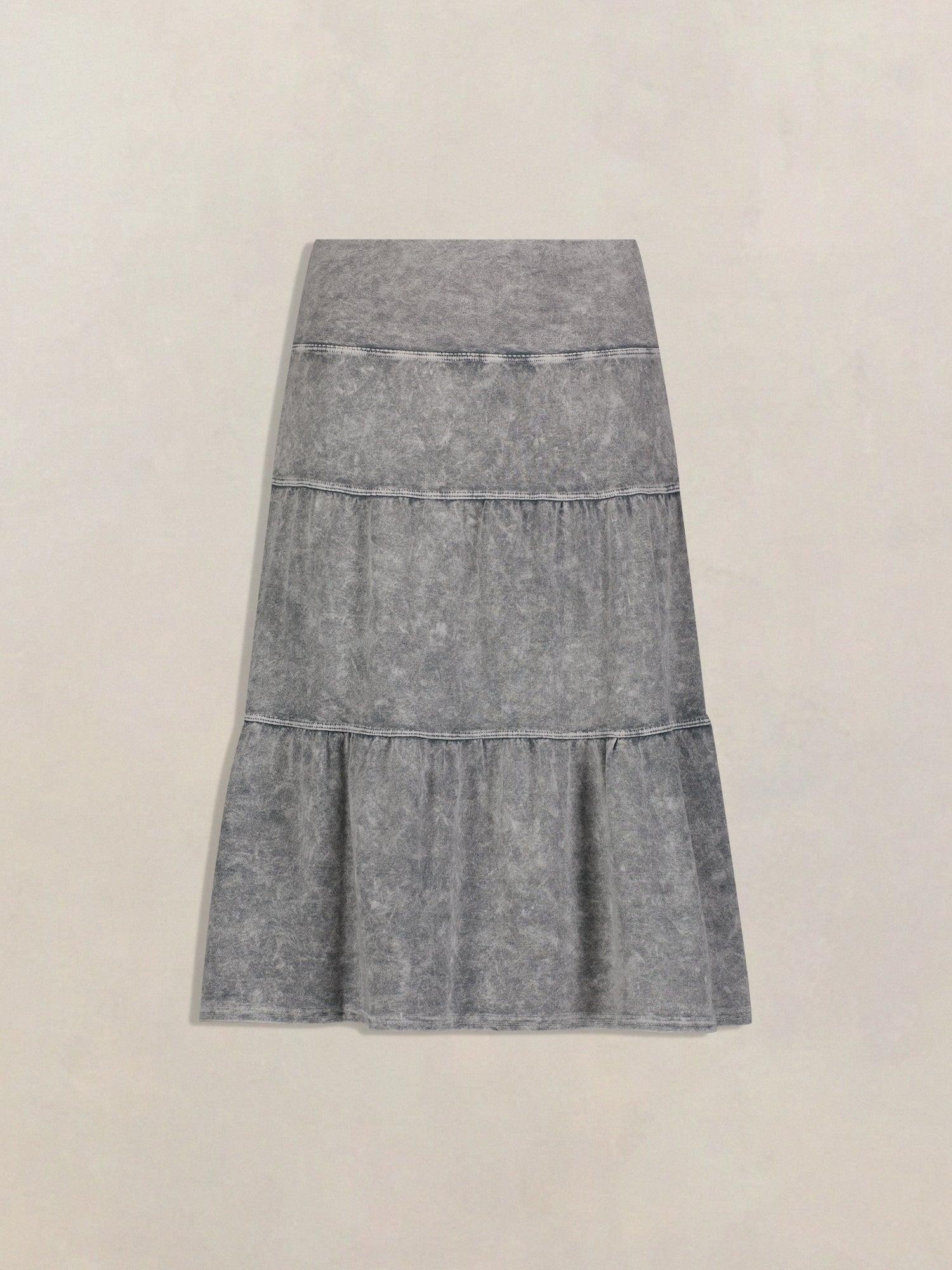 Hard Tail Tiered Knee Length Skirt T-229 Product Image