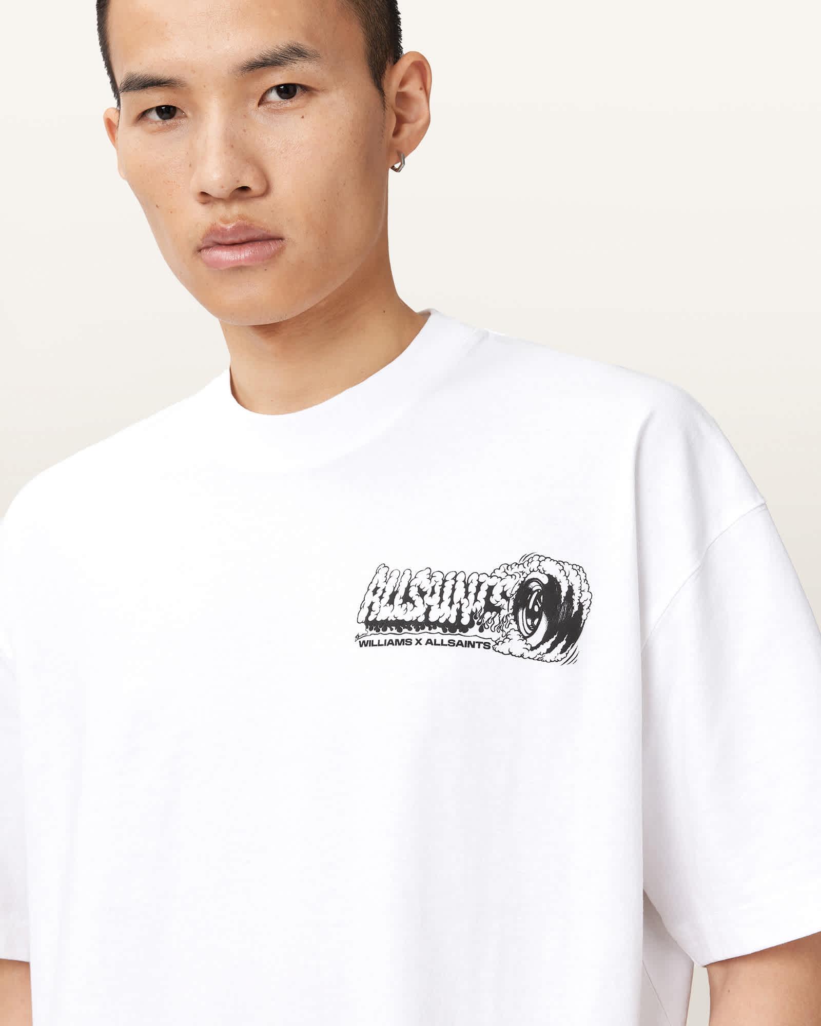 Williams X AllSaints Burnout Crew Neck T-Shirt ASHEN WHITE | ALLSAINTS US Product Image
