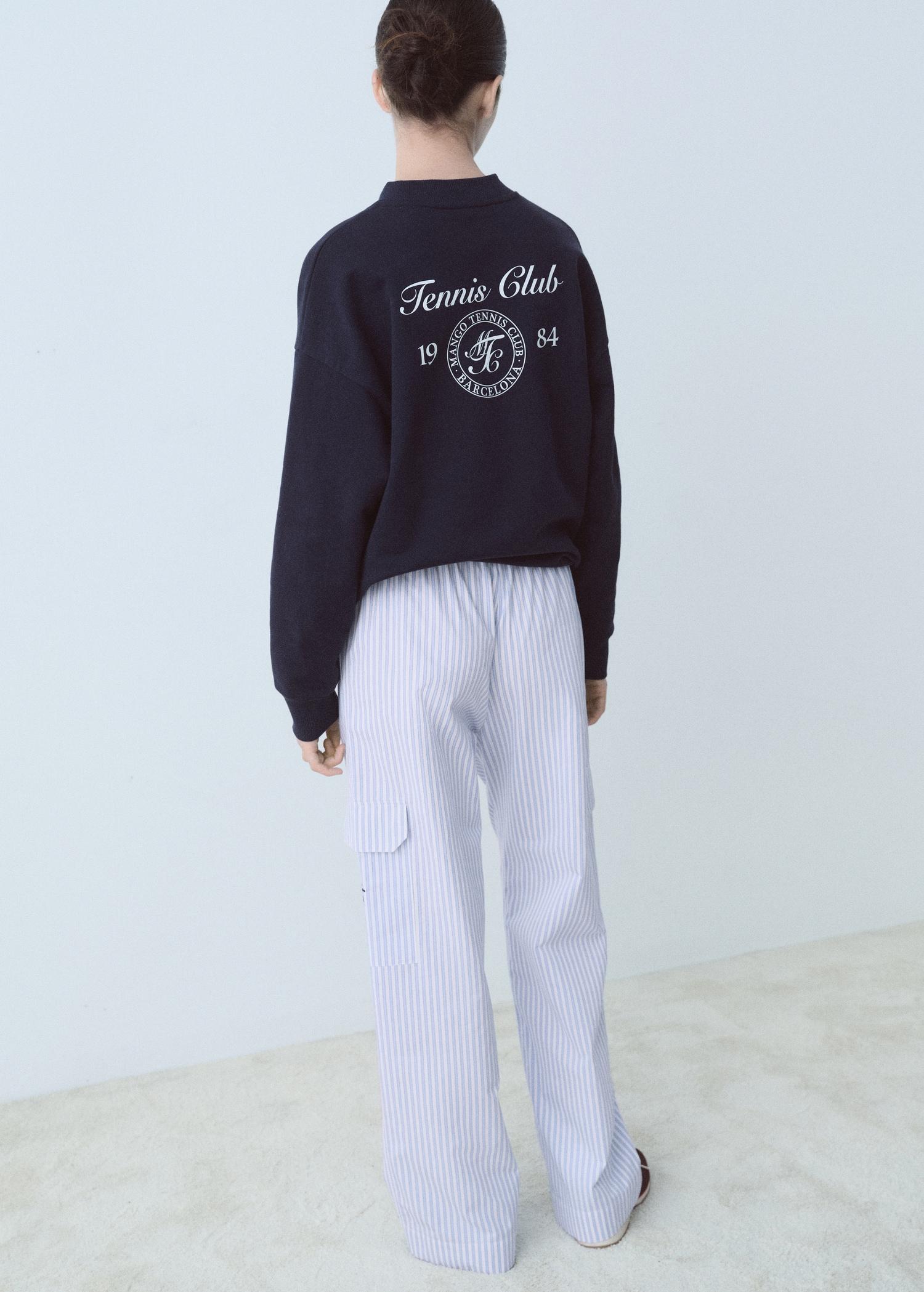 Striped poplin pants with pockets - Women | MANGO USA Product Image