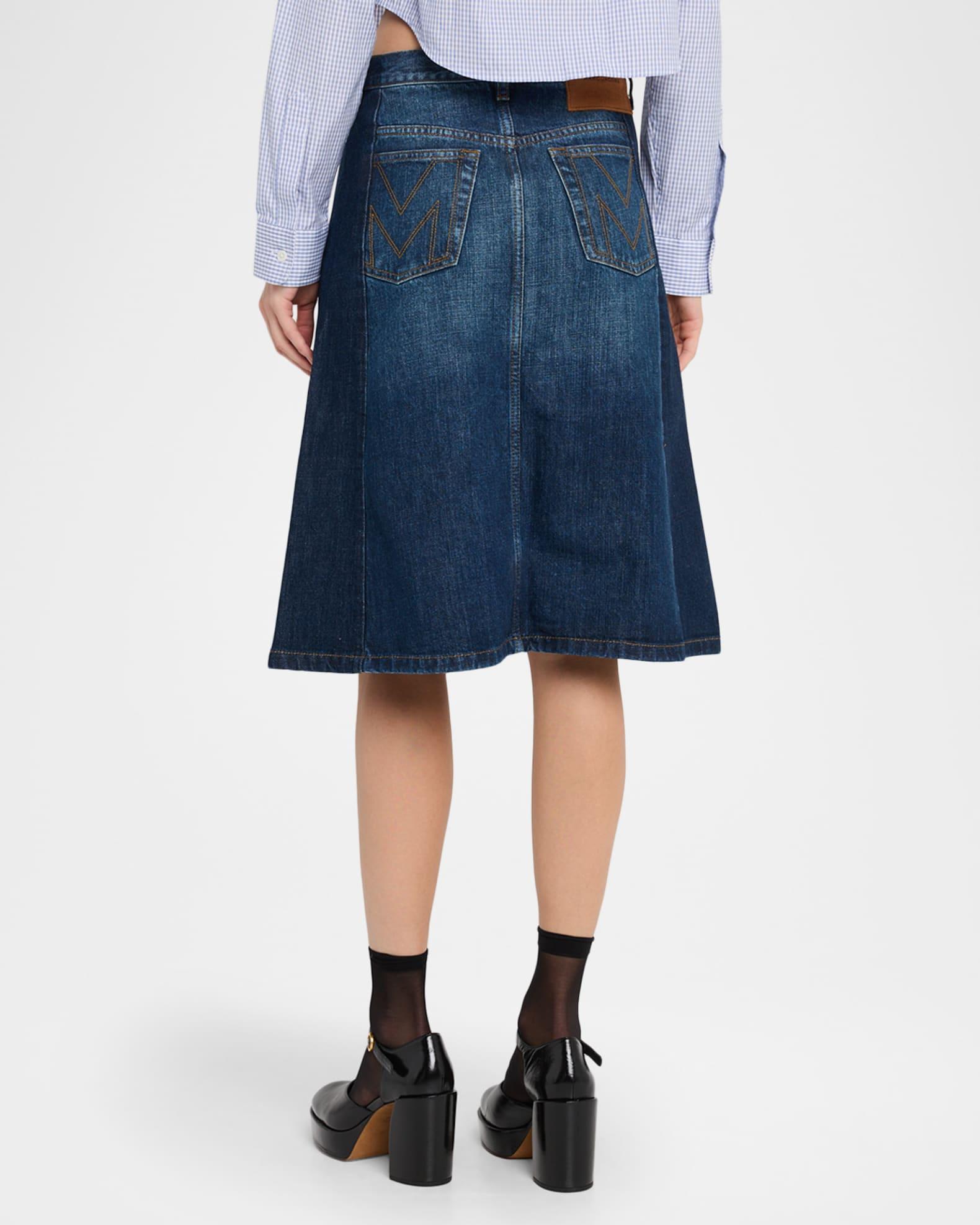Two-Tone Denim Midi Skirt Product Image