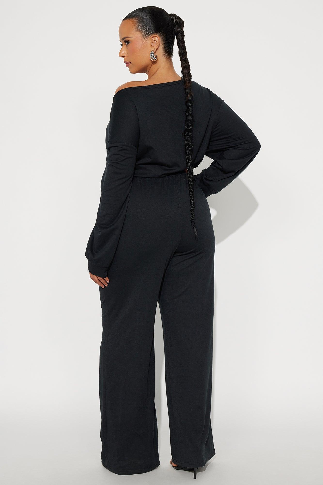 Just Warming Up French Terry Jumpsuit - Black Female Product Image