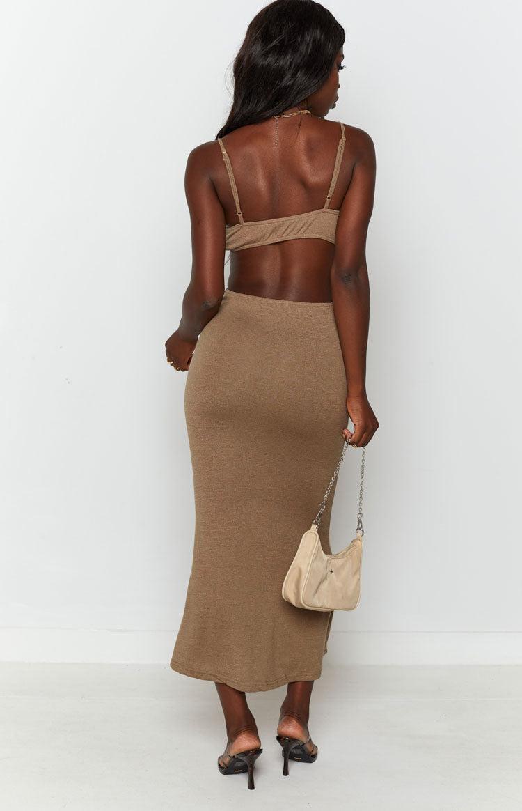 Catalina Cut Out Midi Dress Brown Product Image