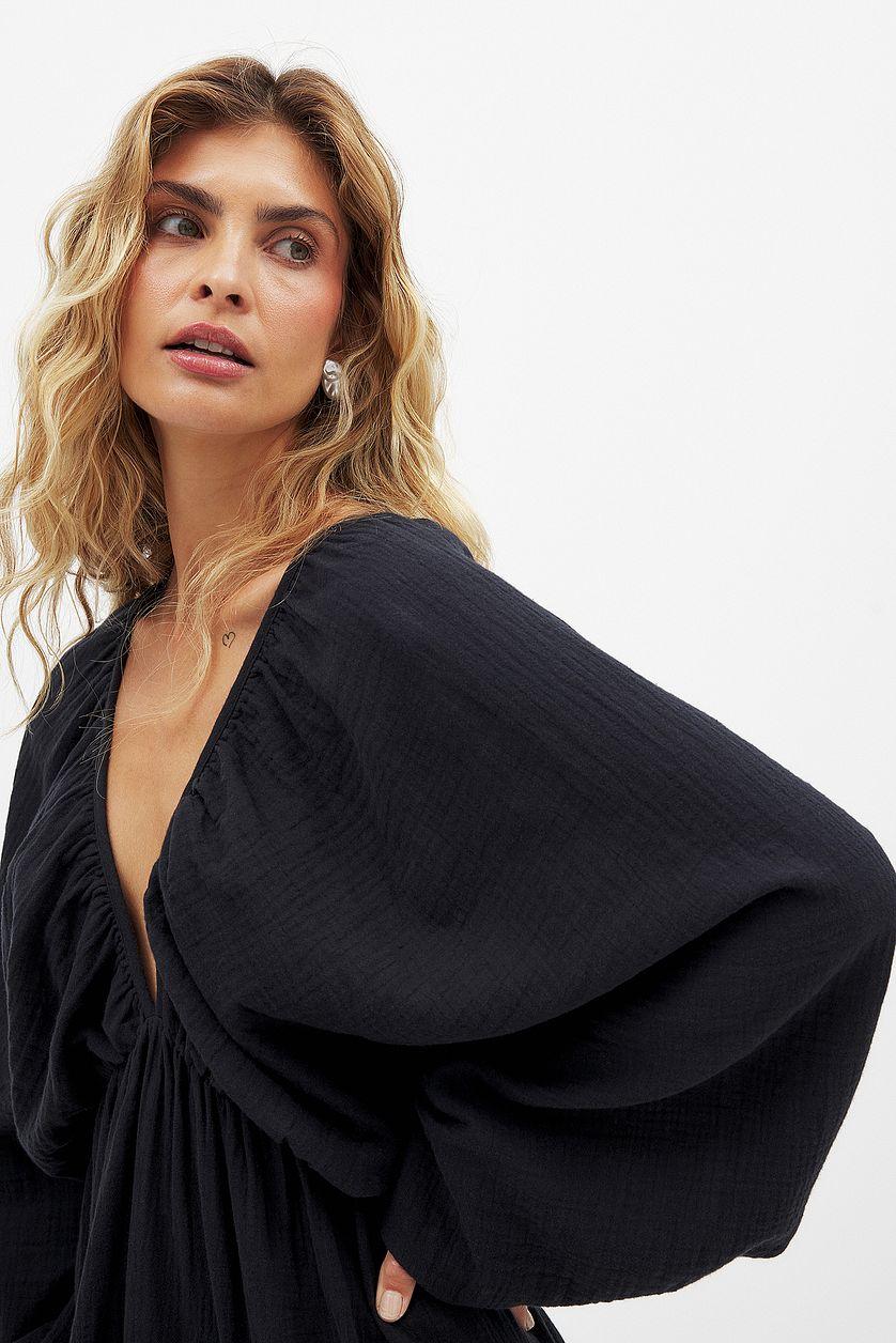 Soft Cotton V Neck Midi Dress Product Image