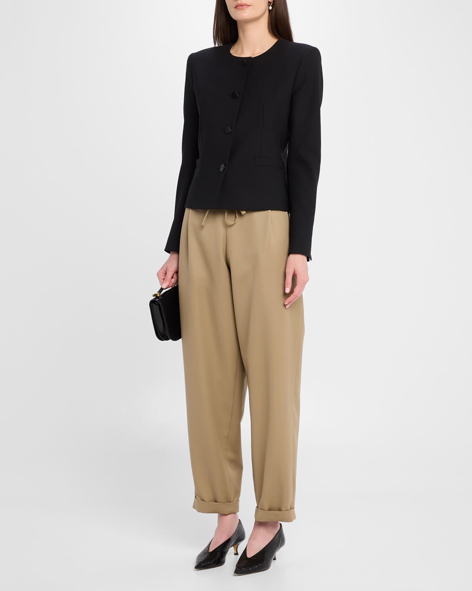 Pleated Straight-Leg Drawstring Trousers Product Image