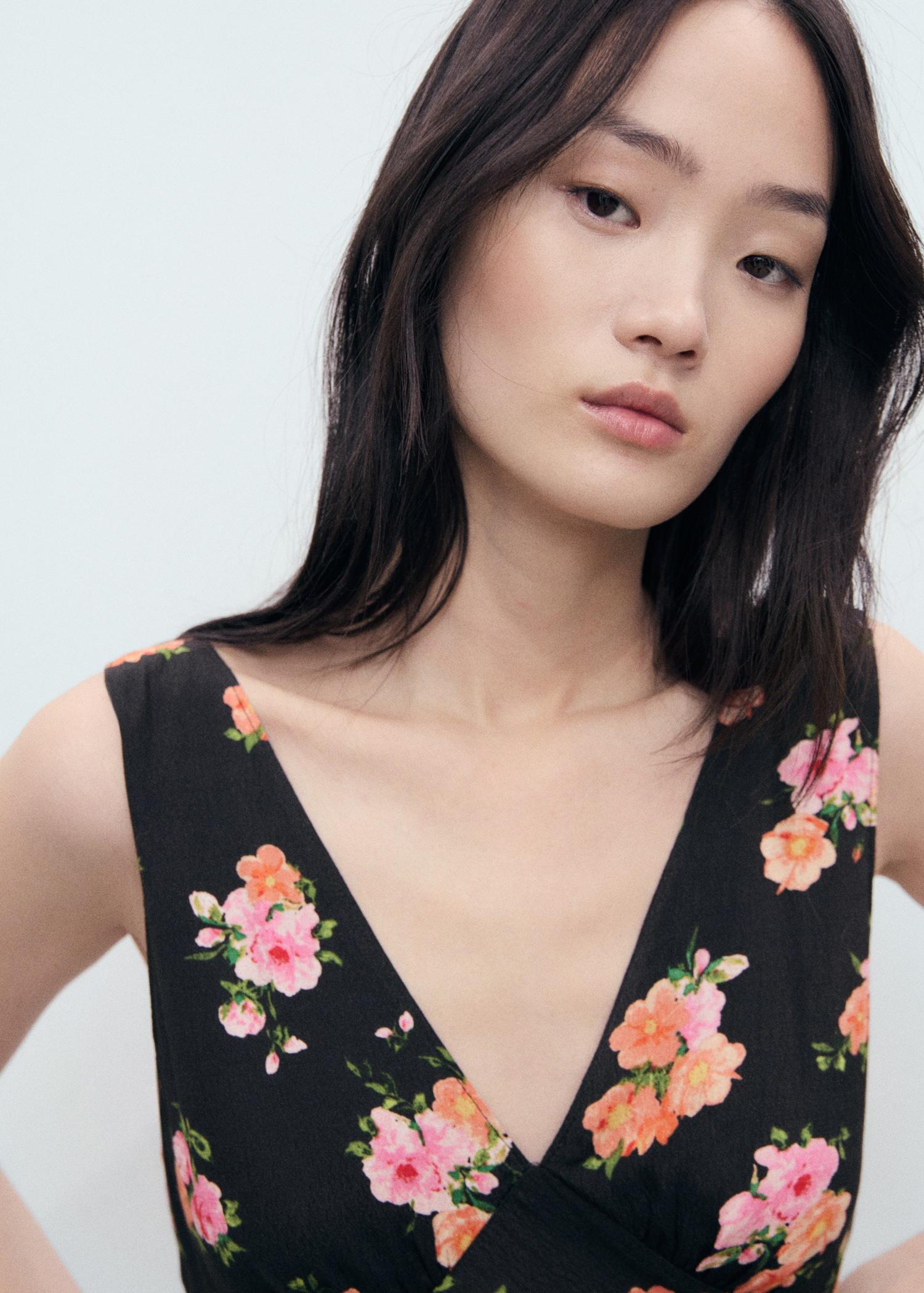 Long floral dress - Women | MANGO USA Product Image