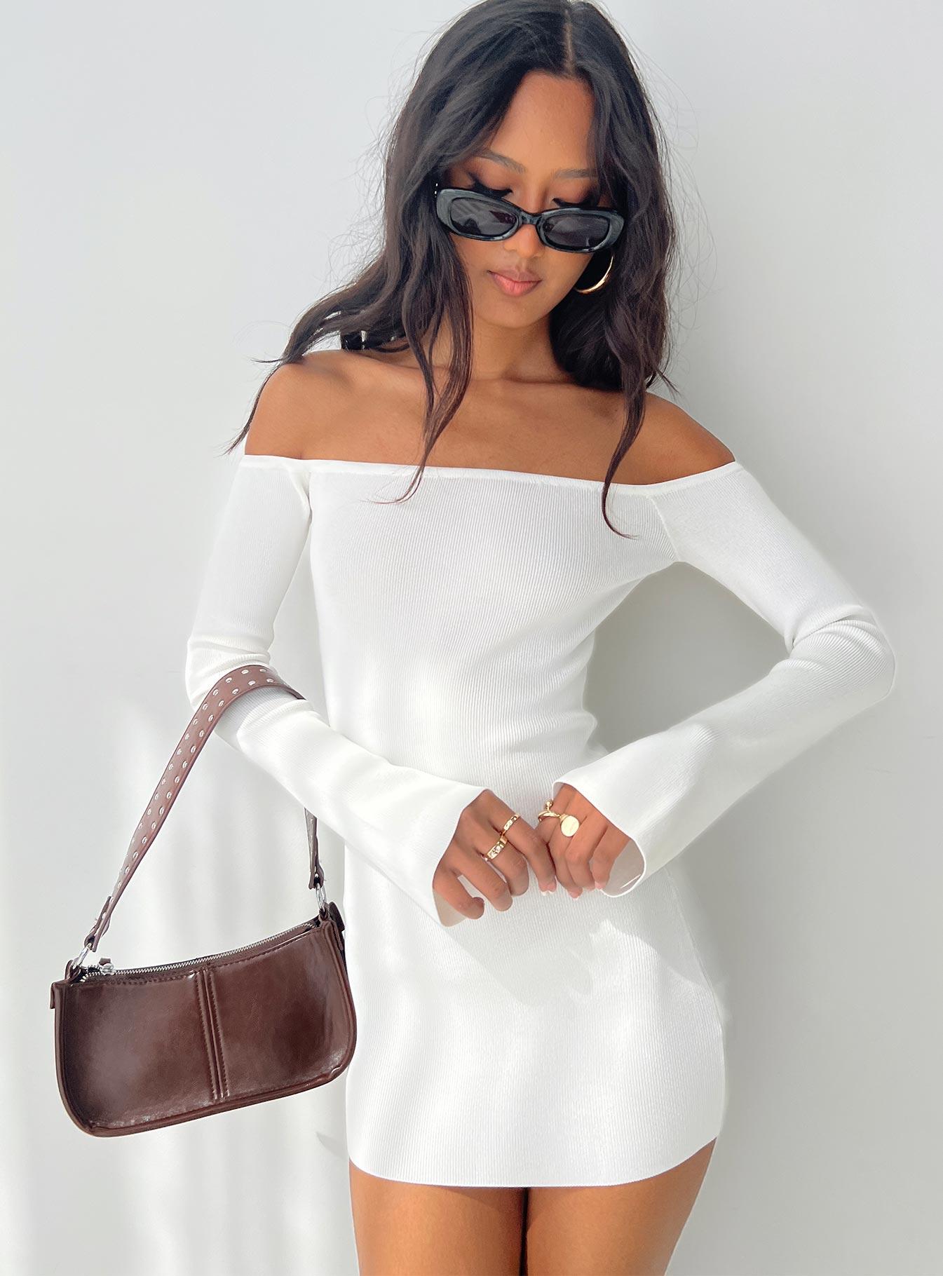 Parisa Long Sleeve Mini Dress White Product Image