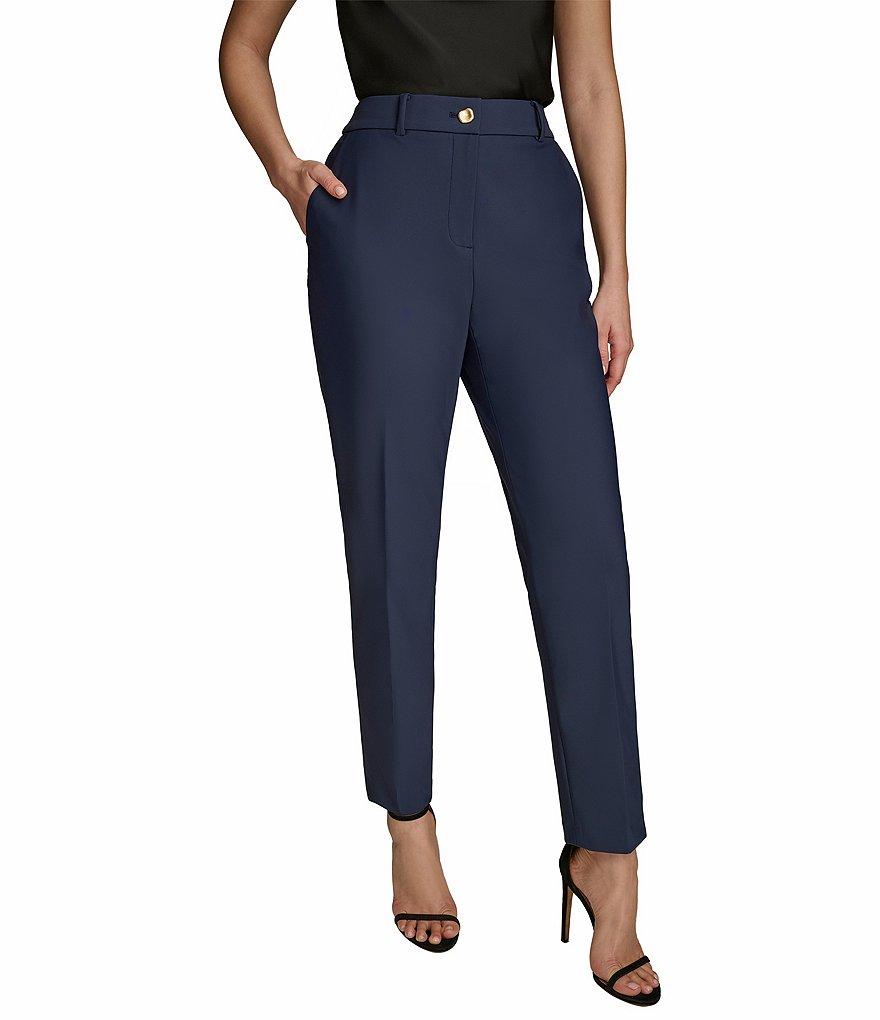 Donna Karan High Rise Straight Leg Gold Hardware Ankle Pant Product Image