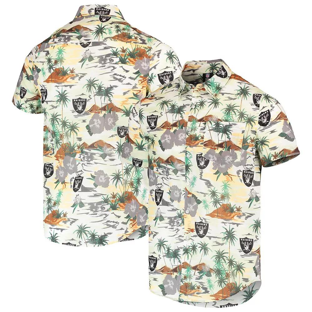 Men's FOCO Cream Las Vegas Raiders Paradise Floral Button-Up Shirt, Size: Small, Lvr Beige Product Image