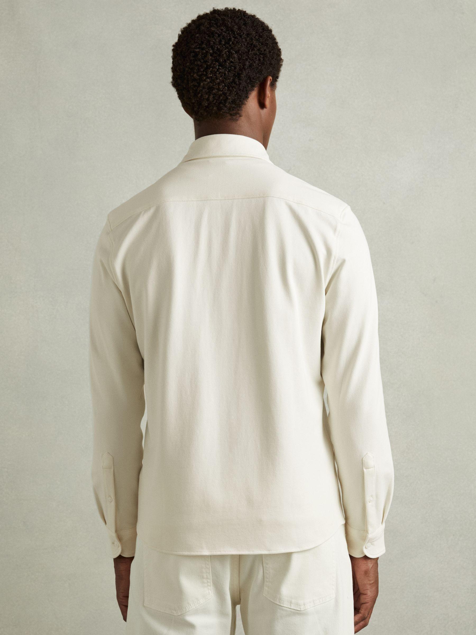 Cotton Blend Twill Overshirt in Off White Product Image