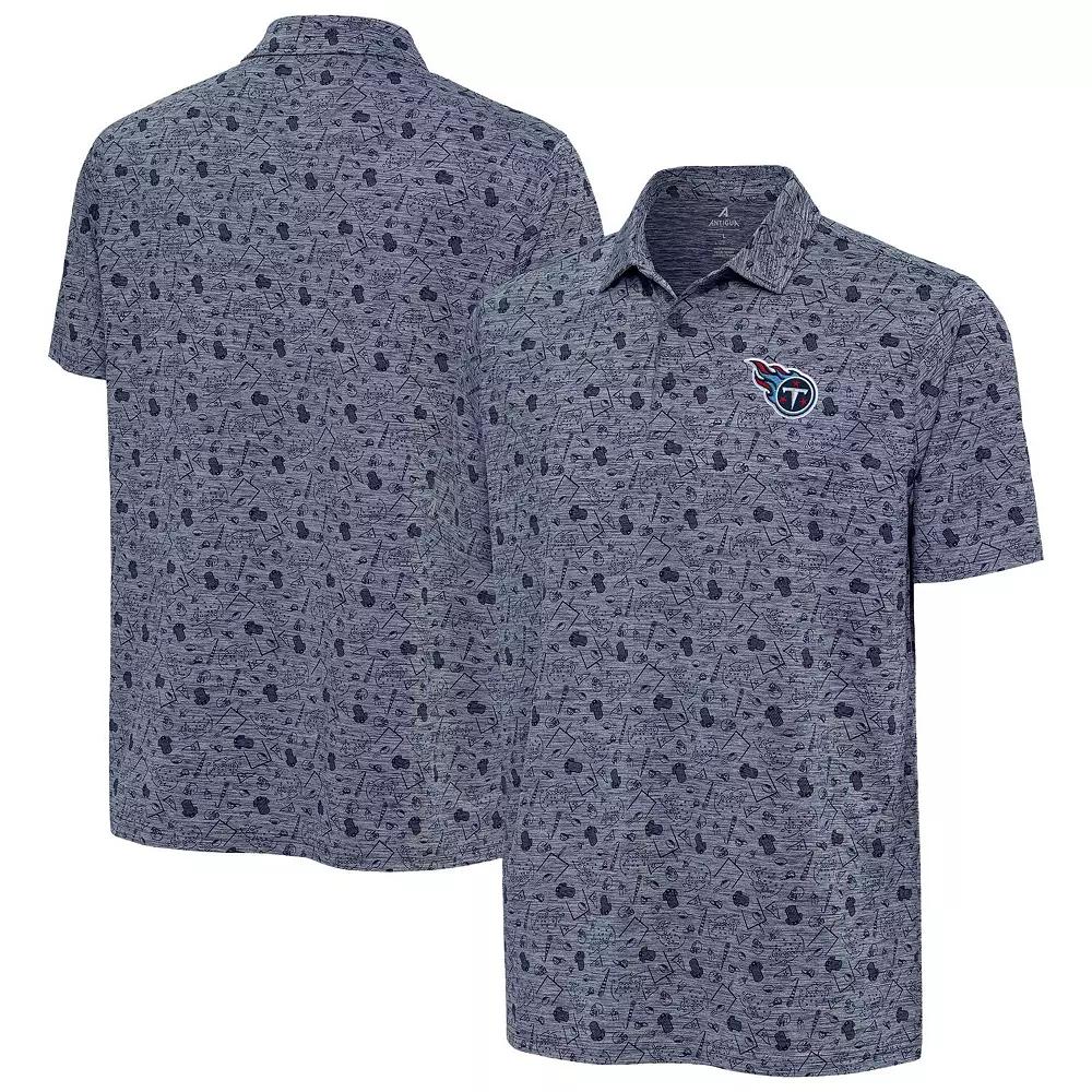 Men's Antigua Heather Navy Tennessee Titans Relentless Polo,  Product Image