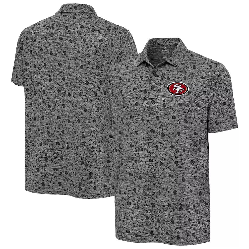 Men's Antigua Heather Black San Francisco 49ers Relentless Polo, Size: XXL, Charco Product Image
