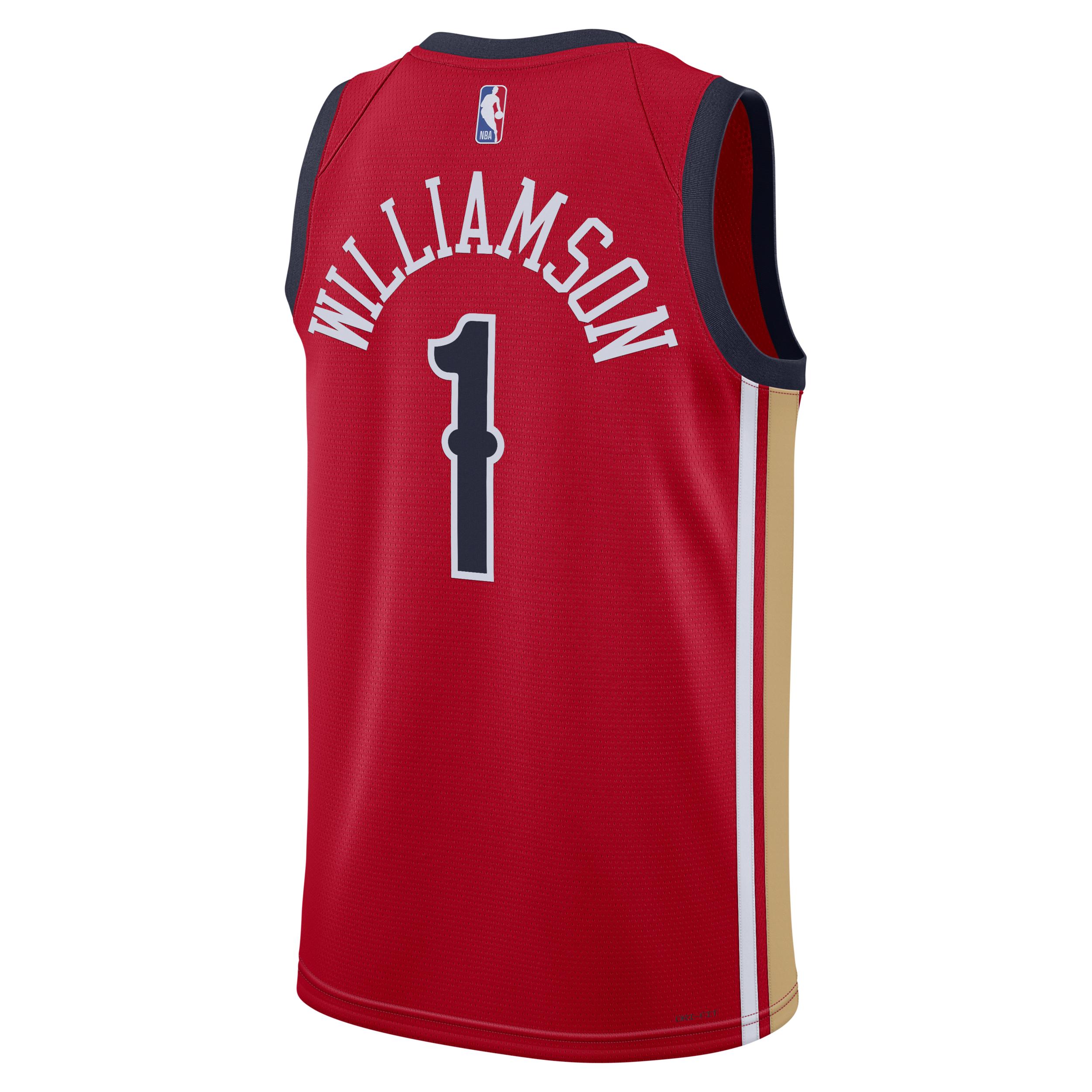 Mens Zion Williamson New Orleans Pelicans 2023/24 Statement Edition Jordan Dri-FIT NBA Swingman Jersey | DX8655-657 Product Image