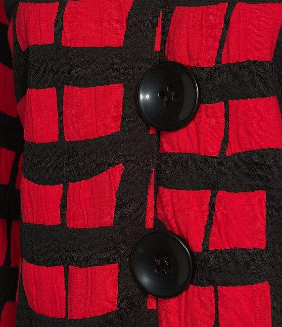 Ali Miles Knit Jacquard Collared Long Sleeve Jacket Product Image