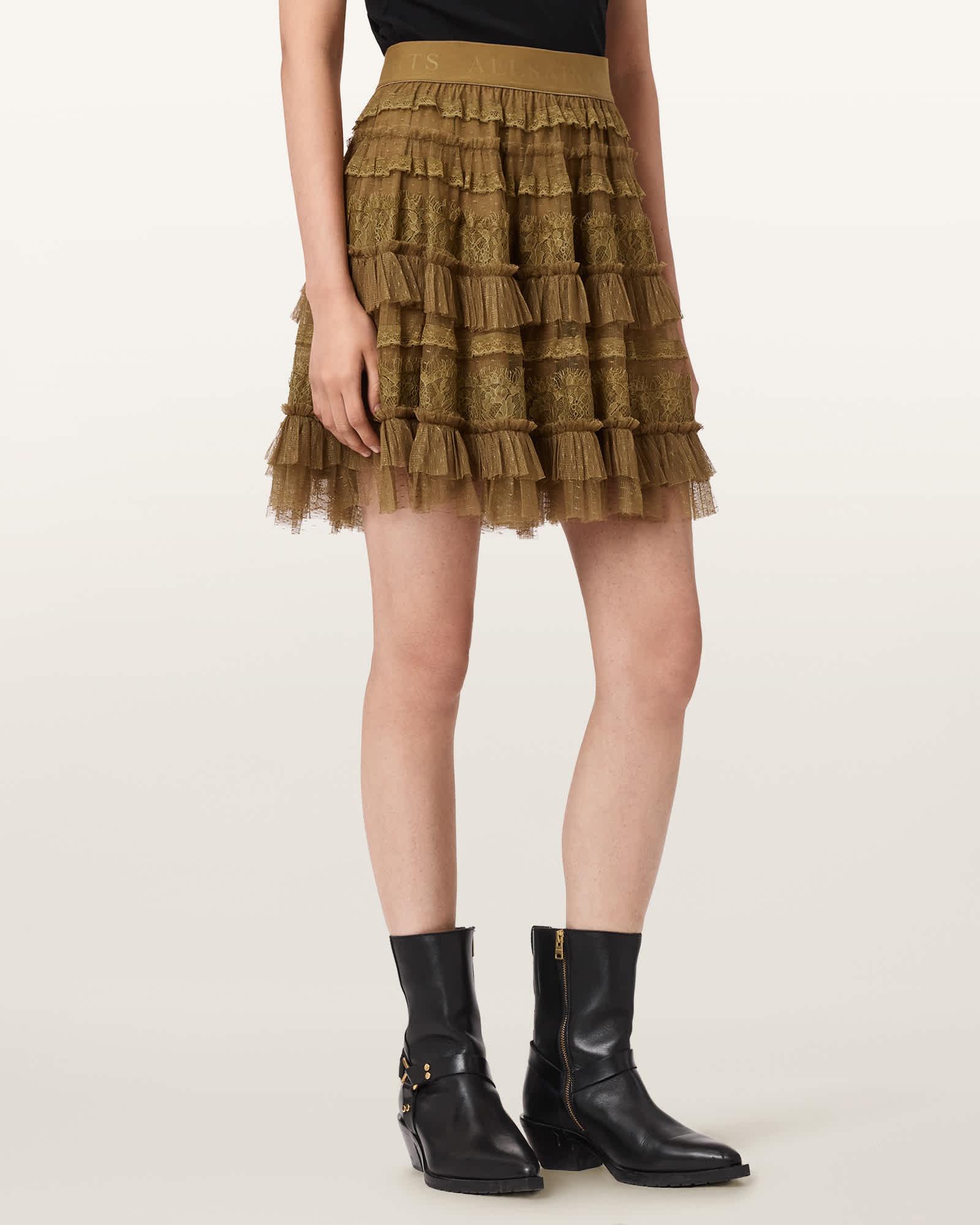 Arlea Lace Mini Skirt BUTTERNUT BROWN | ALLSAINTS US Product Image
