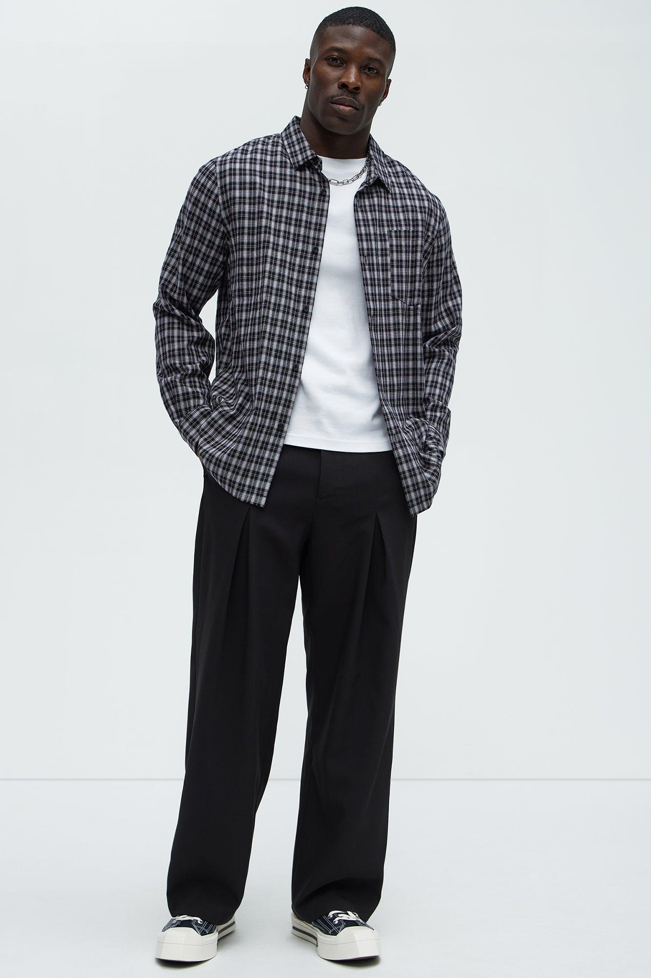 Carson Plaid Classic Long Sleeve Button Up - Black/combo Male Product Image
