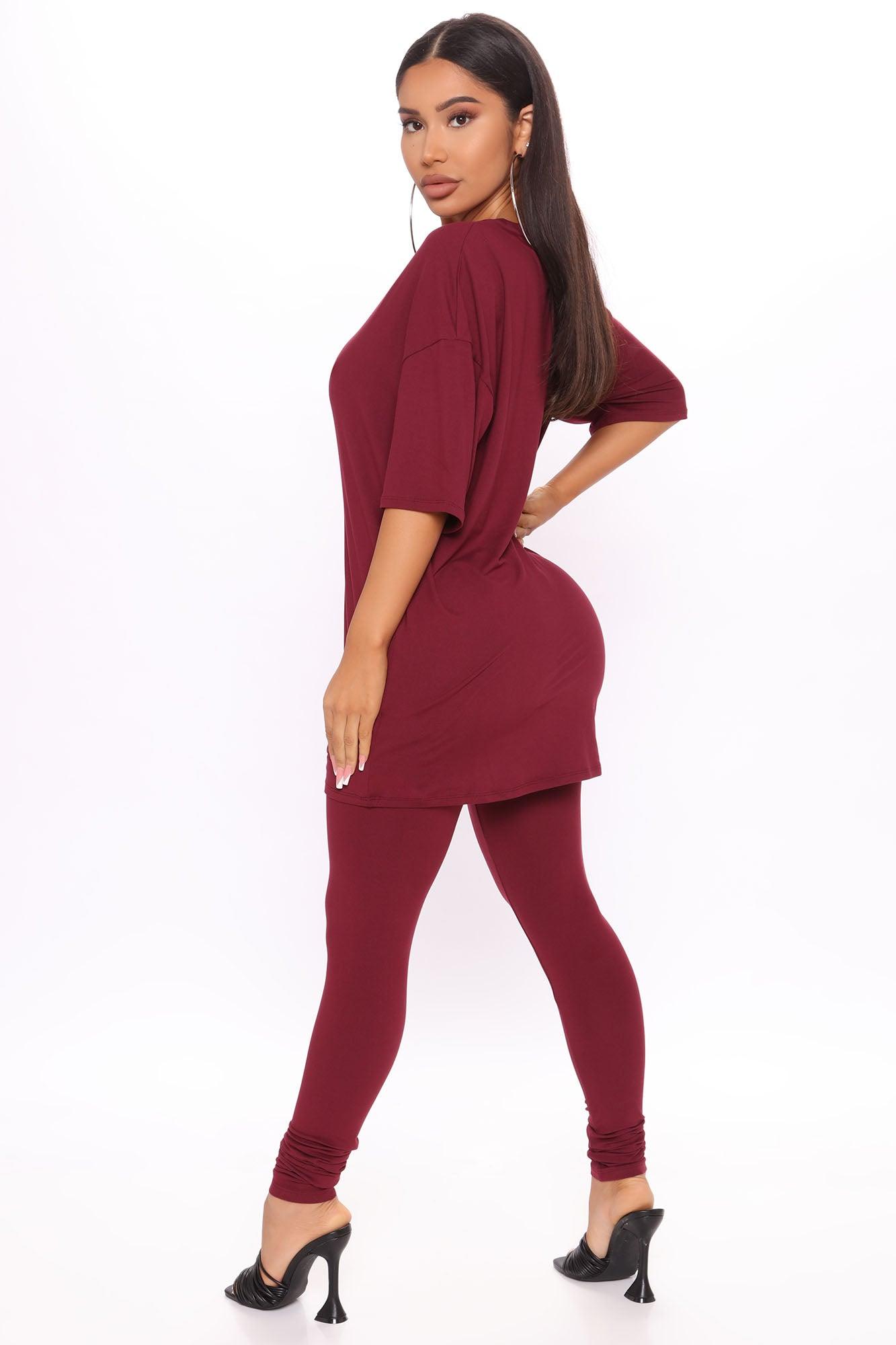 Weekend Vibes Legging Set - Wine Product Image