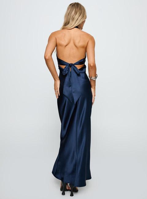 Rosaminta Halter Maxi Dress Cobalt Blue Product Image