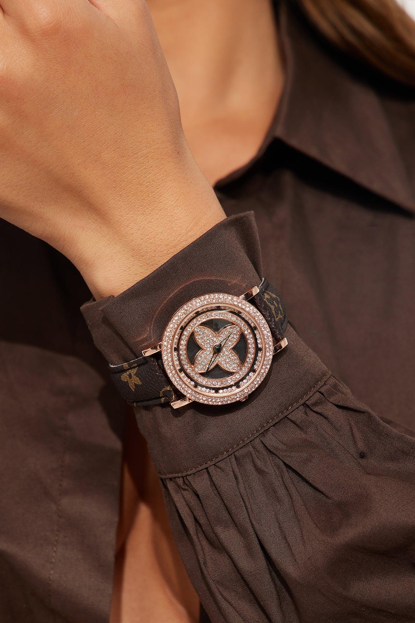 Not Waiting On You Faux Leather Watch - Brown/combo Female Product Image