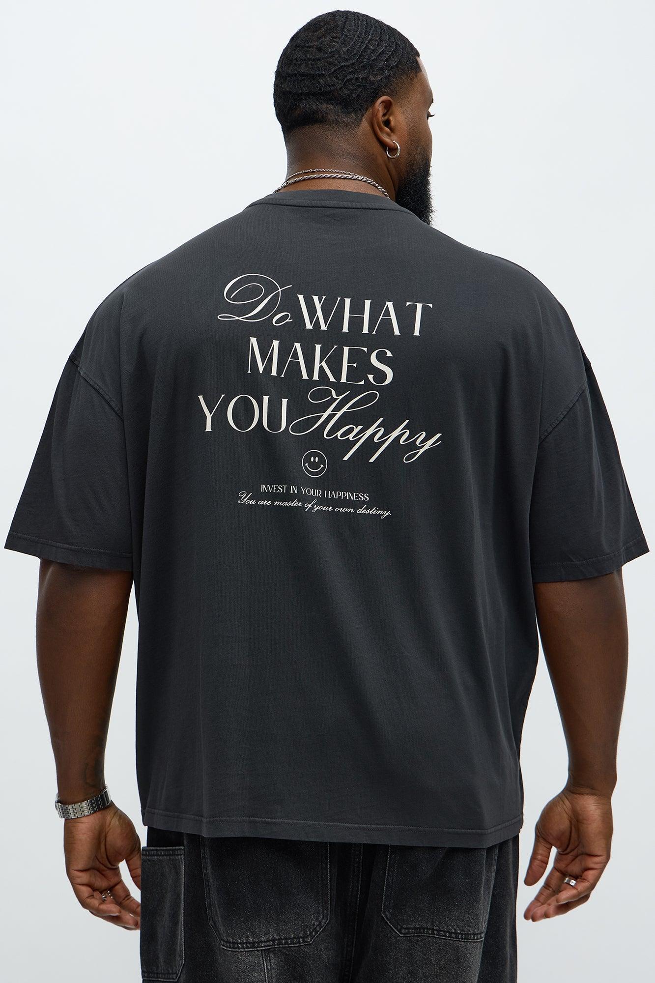 Do What Makes You Happy Oversized Short Sleeve Tee - Black Wash Male Product Image