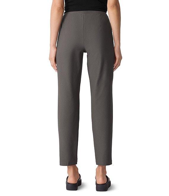 Eileen Fisher Stretch Crepe Flat Front Slim Ankle Pants Product Image