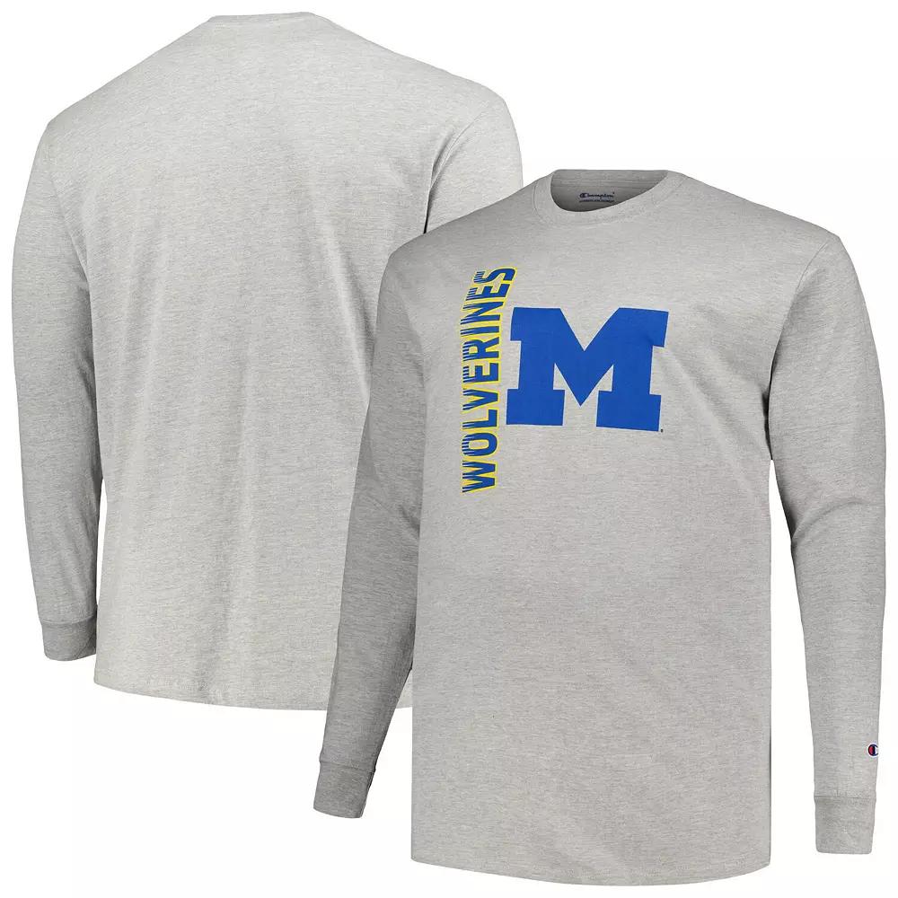 Men's Champion Heather Gray Michigan Wolverines Big & Tall Mascot Long Sleeve T-Shirt,  Product Image