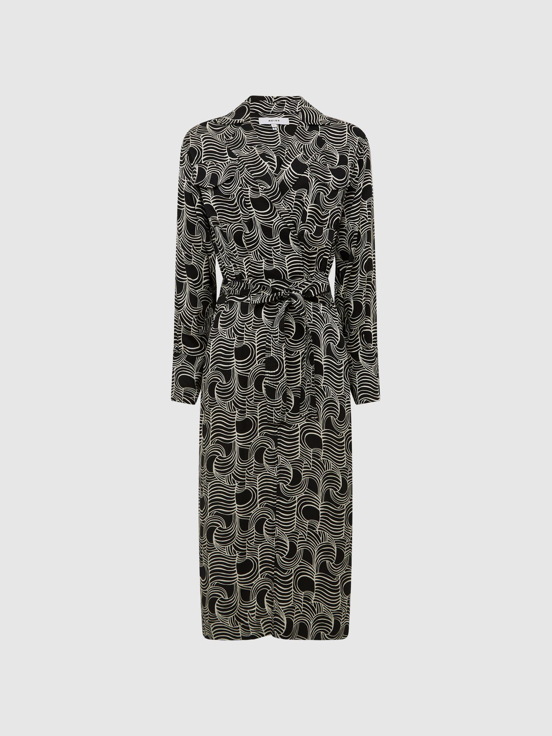 Swirl Print Midi Dress in Cream/Black Product Image