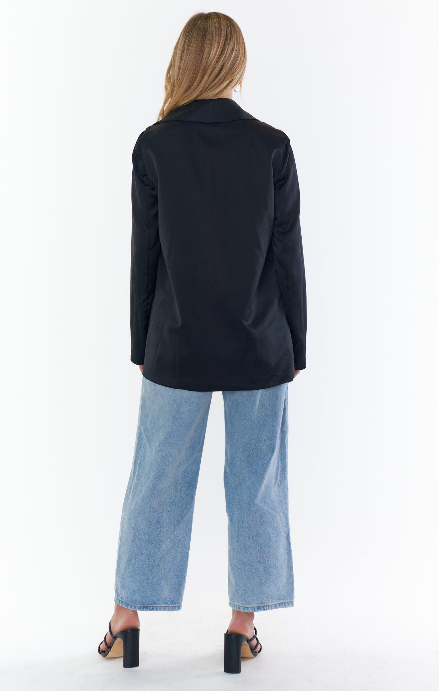 Felix Blazer ~ Black Luxe Satin Product Image