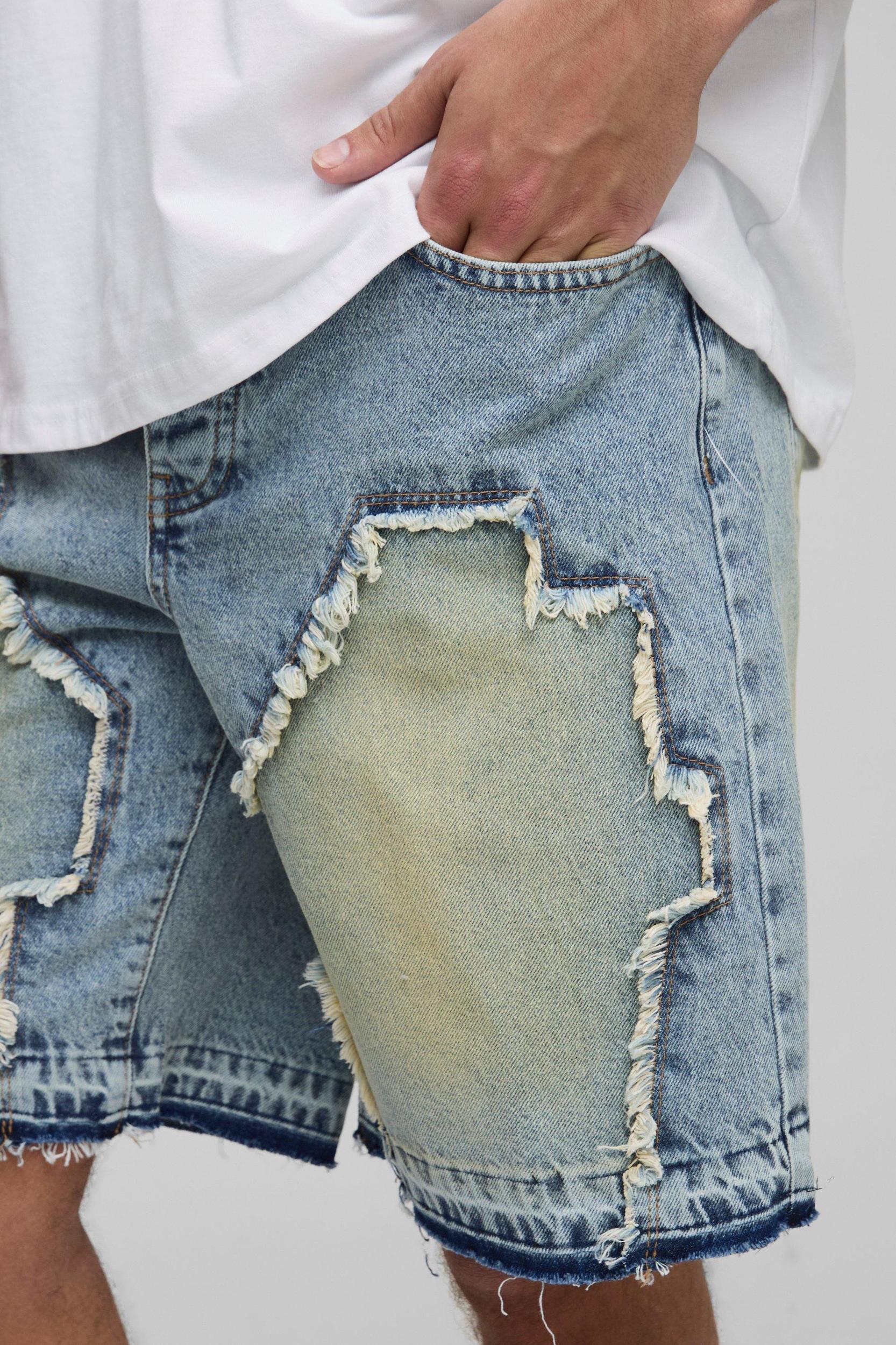 Relaxed Fit Ripped Carpenter Jean Shorts | boohooMAN USA Product Image