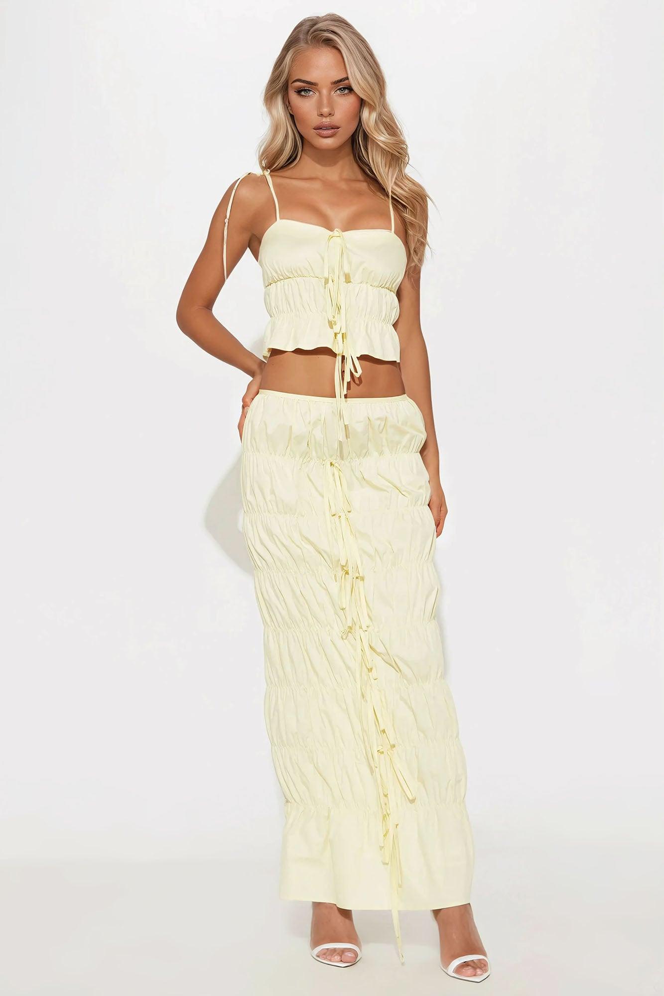 Sweet Essence Maxi Skirt Set - Yellow Product Image