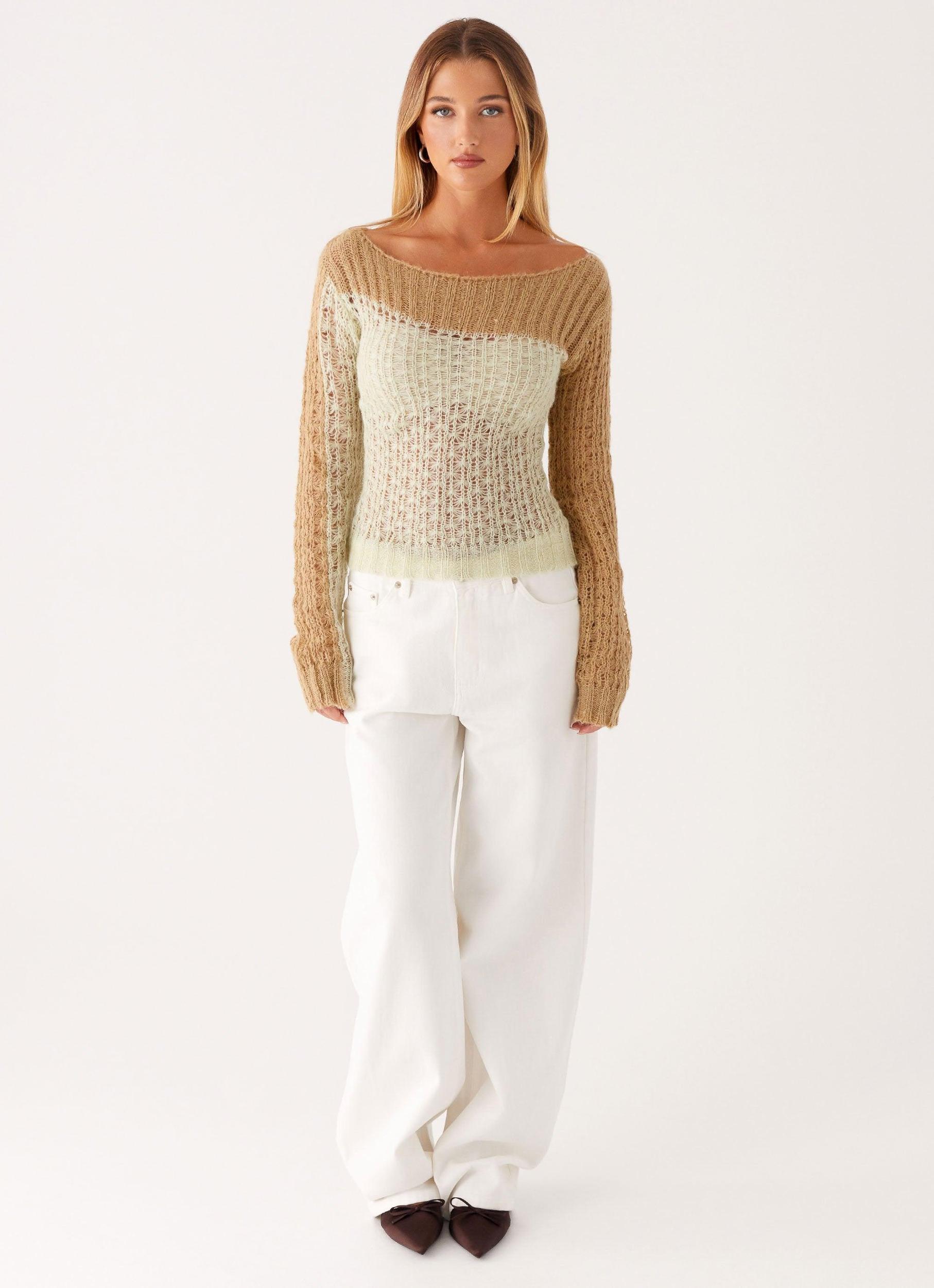 Gretchen Knit Top - Mint Spliced Product Image