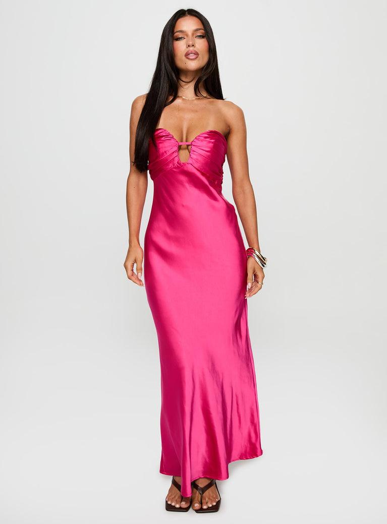 Cyprian Strapless Maxi Dress Hot Pink Product Image