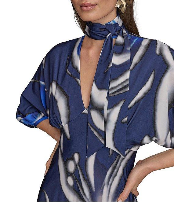 Donna Karan Empire Waist Floral Print Midi Dress Product Image