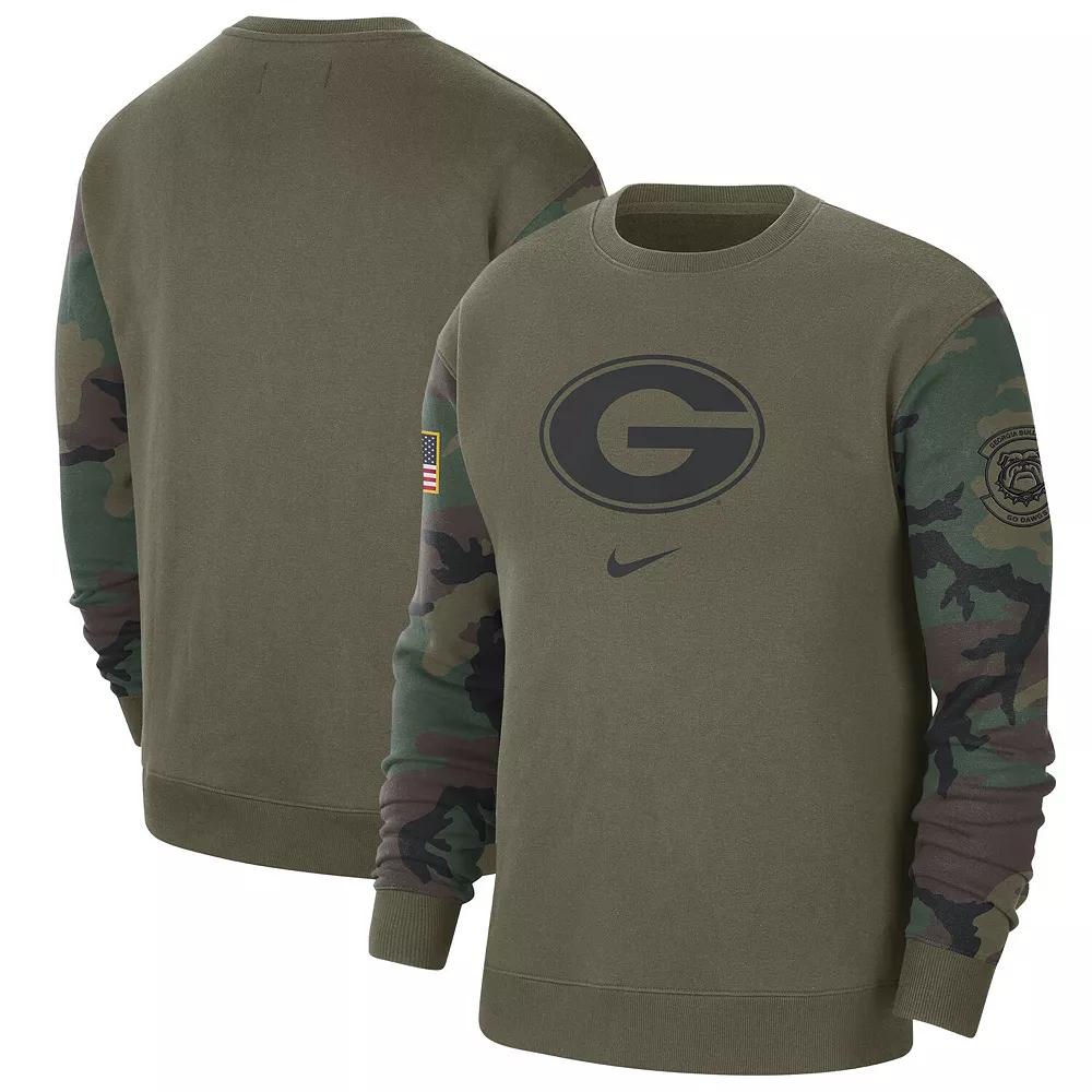 Men's Nike Olive Georgia Bulldogs Military Pack Club Pullover Sweatshirt, Size: Medium, Team Product Image