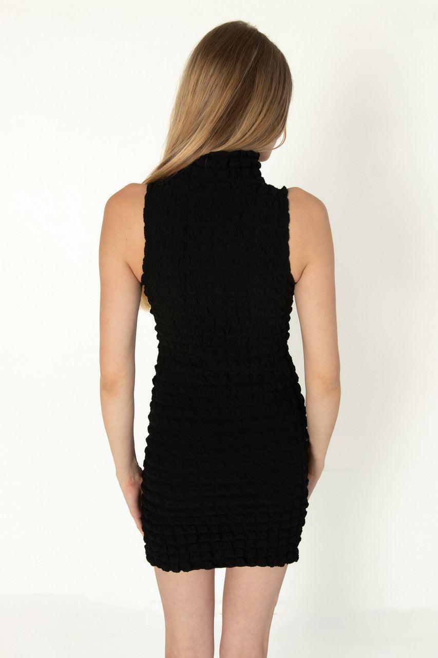 Black Bubble Sleeveless Mock Dress Product Image