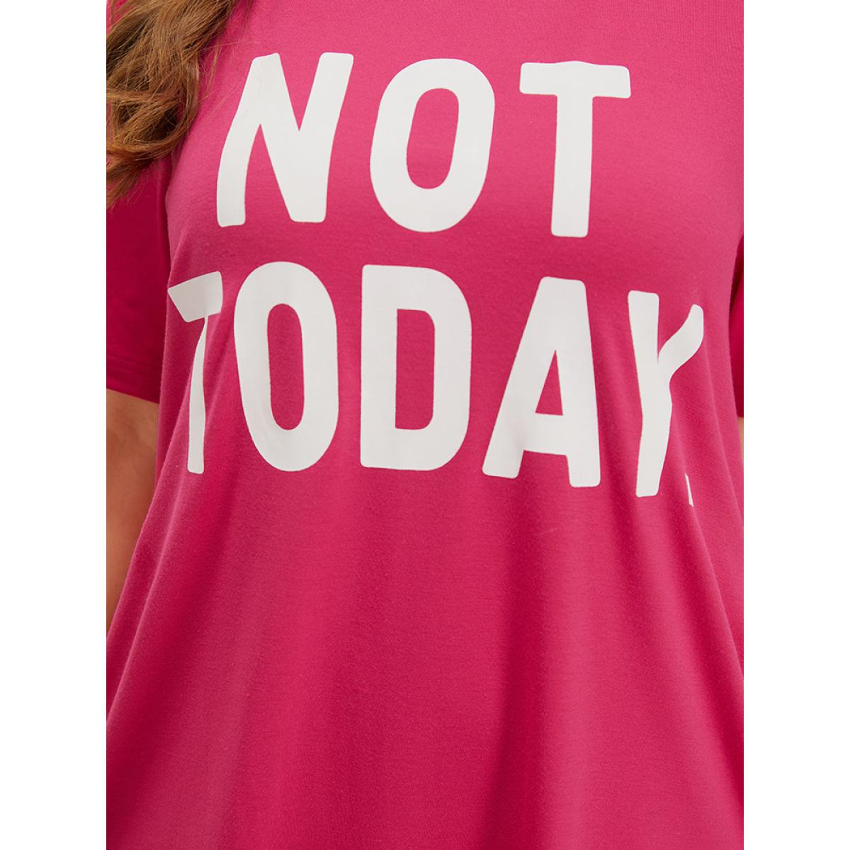 Plus Size Letter Print Pocket Short Sleeve Graphic Dress RedViolet Women Casual Pocket Curvy Knee Dress BloomChic 26/4X Product Image