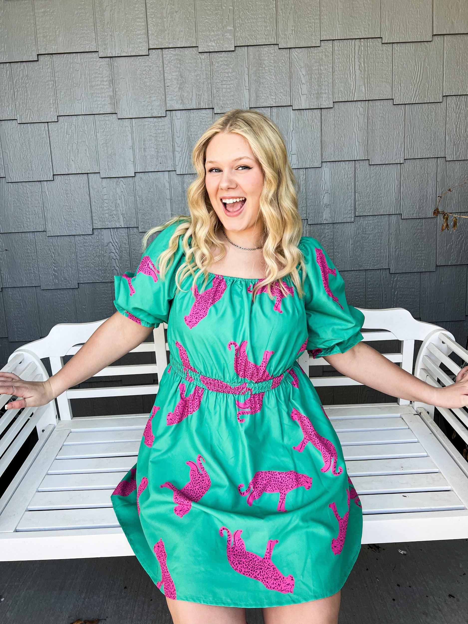 Pink Cheetah Mini Dress Product Image