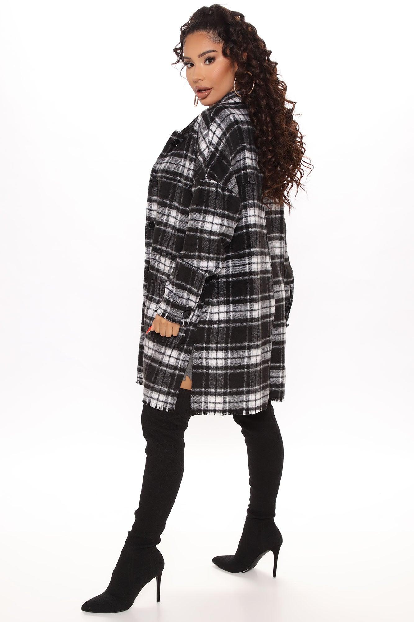 Never Plaid It So Good Shacket - Black Female Product Image