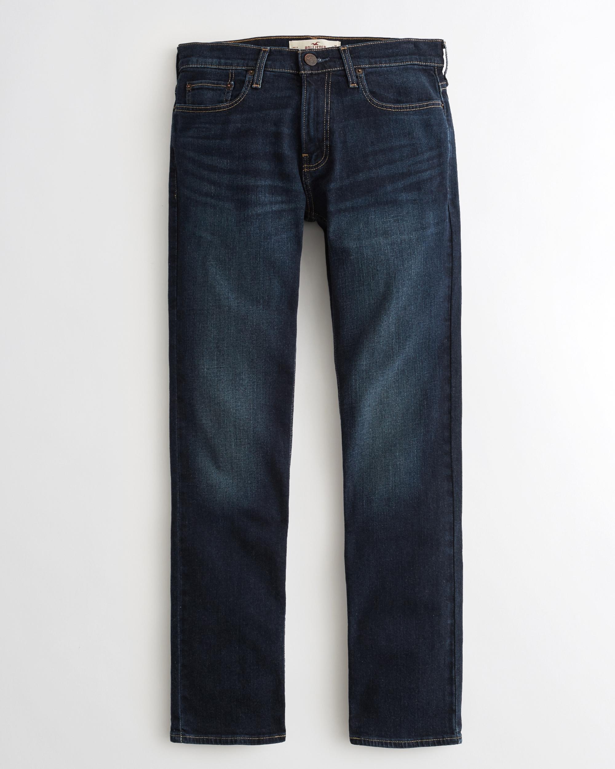Dark Wash Slim Straight Jeans Product Image