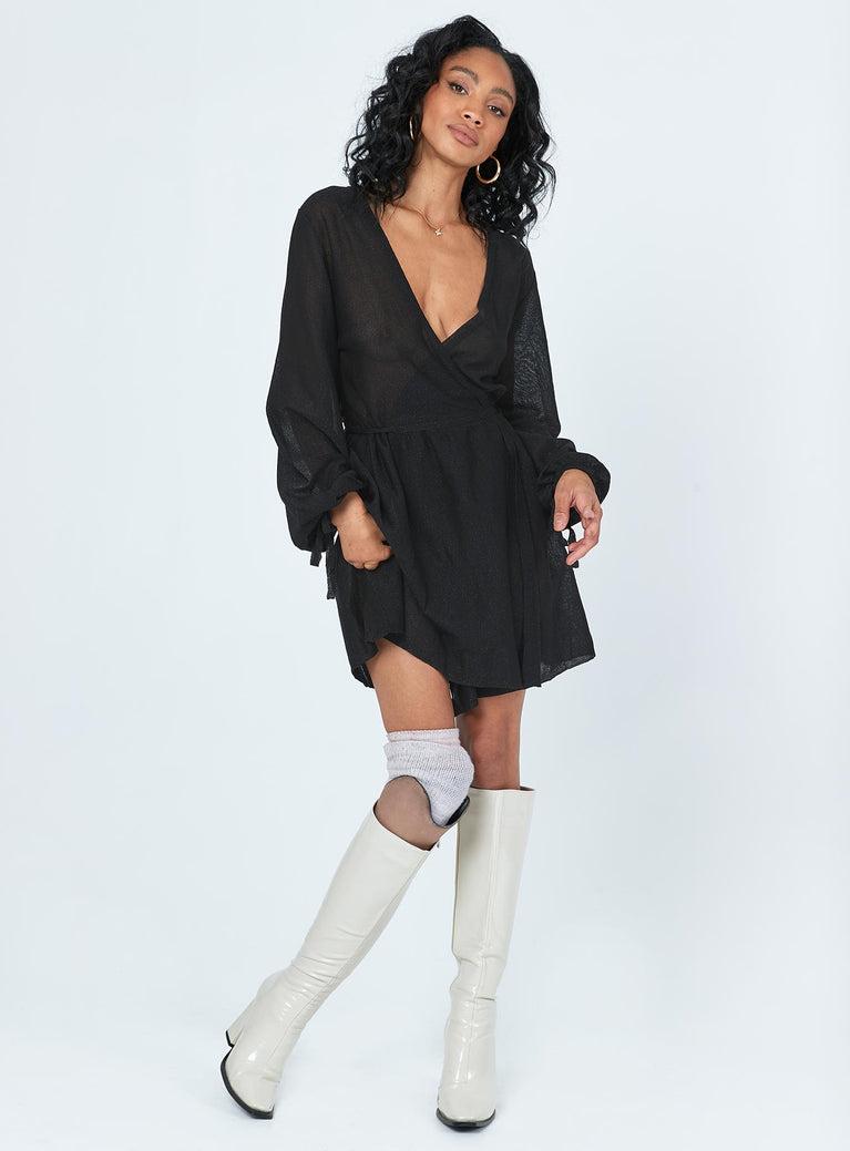 Chiara Long Sleeve Mini Dress Black Product Image